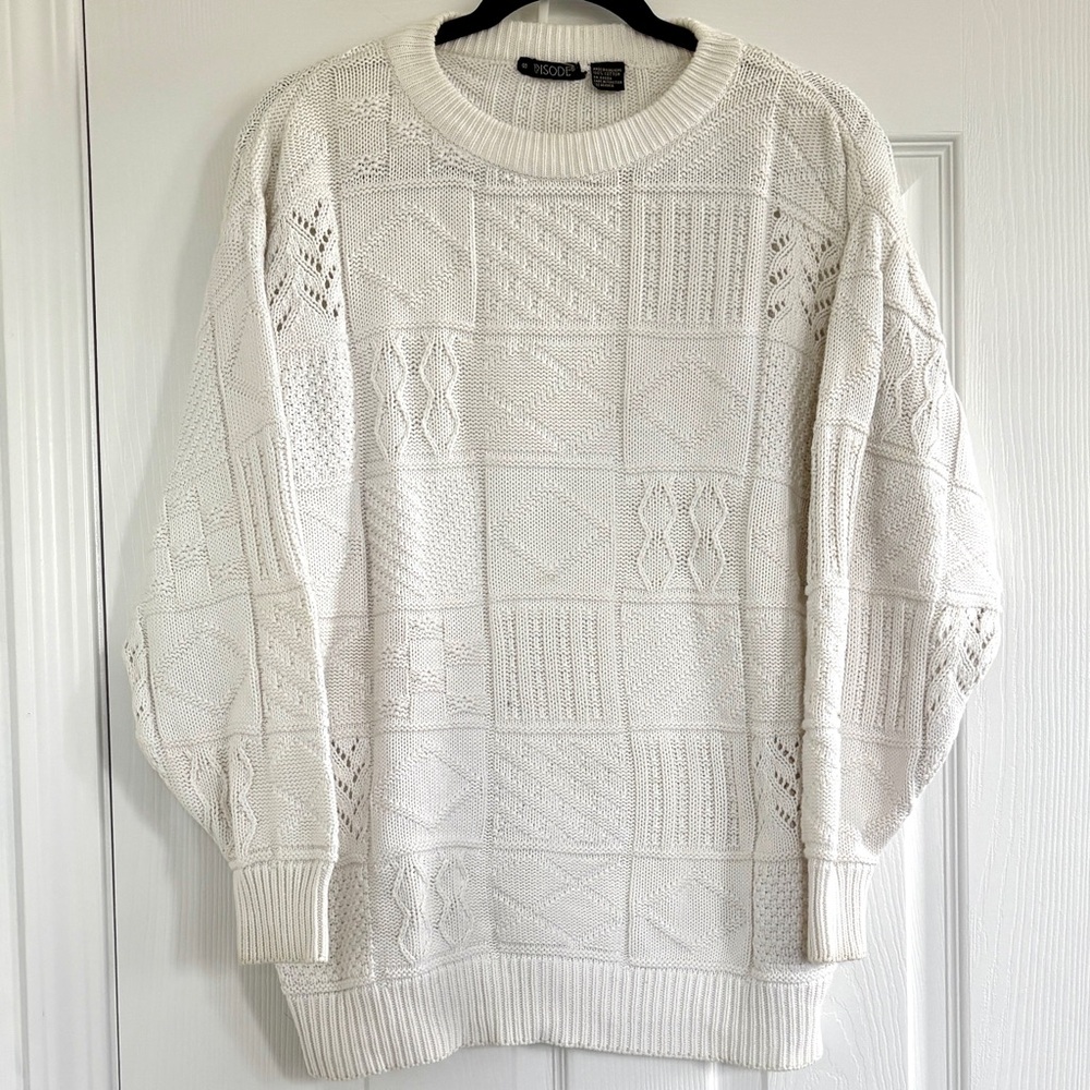 Vintage White Textured Sweater